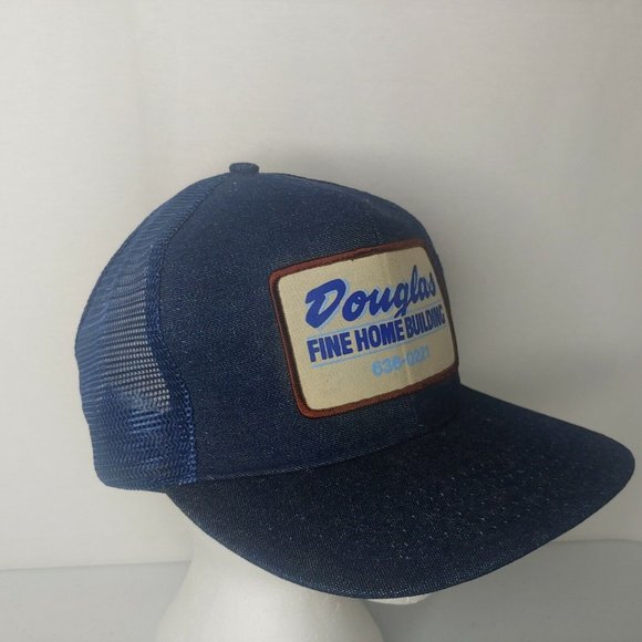 Vintage Douglas Home Building WV Denim Snap Back Mesh Trucker Cap EUC Patch Hat - Picture 6 of 10